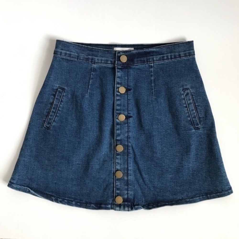 Firth High Rise Denim Button Up Mini Skirt Size Small